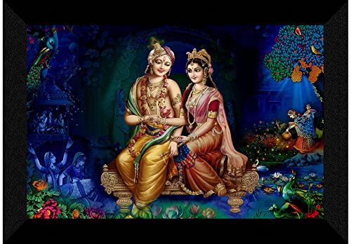 SAF paintings Pack of 1 Radha krishna religious modern art wall painting with framed for living room 11 inch x 14 inch CANFM31326