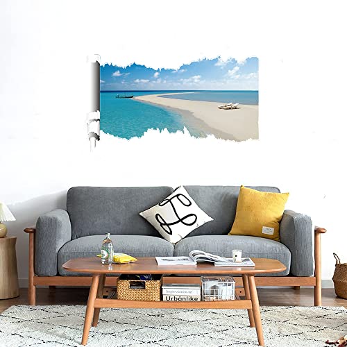 GADGETS WRAP Printed Wall Decal Sticker Scratched Paper Style Wall Decal (90cm x 50cm) - sea Beach