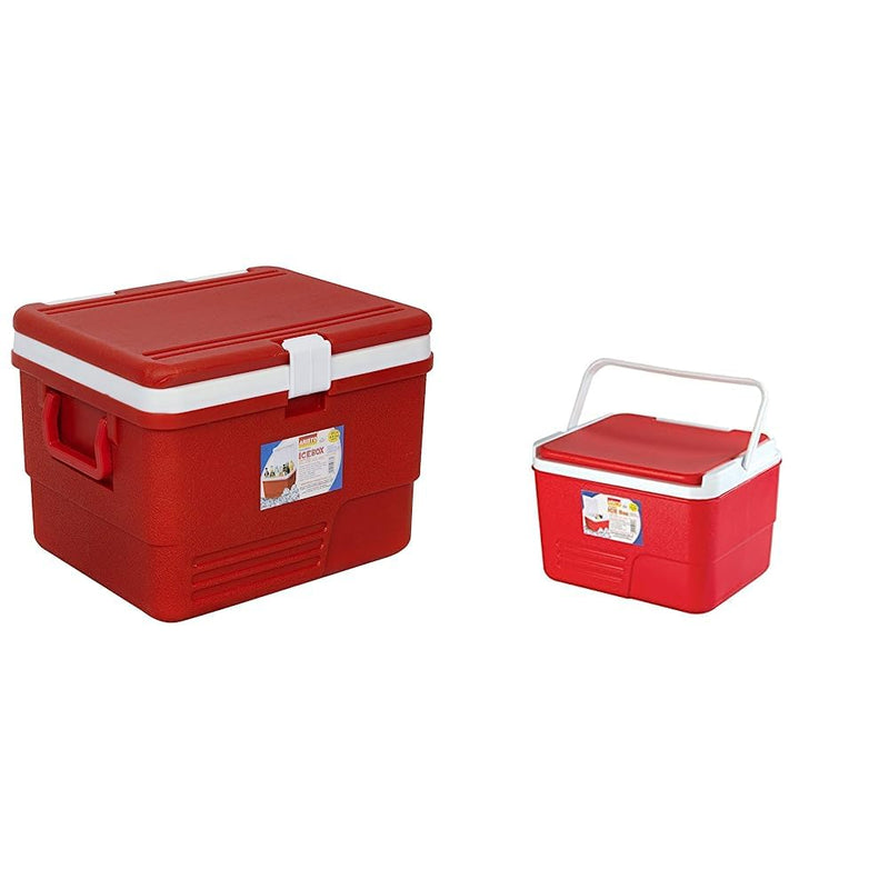 Aristo Plastic Insulated Icebox, 25 Liter, Red/Blue, (38.5 X 37.5 X 30) cm & Aristo Plastic Insulated Icebox, 14 Liter, Red, (35 x 27.4 x 24) cm