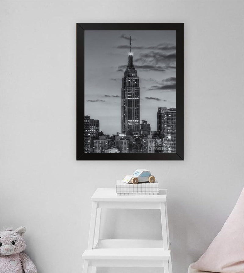 GADGETS WRAP Printed Photo Frame Matte Painting for Home Office Studio Living Room Decoration (11x17inch Black Framed) - Empire State Building Morning Twilight Iv