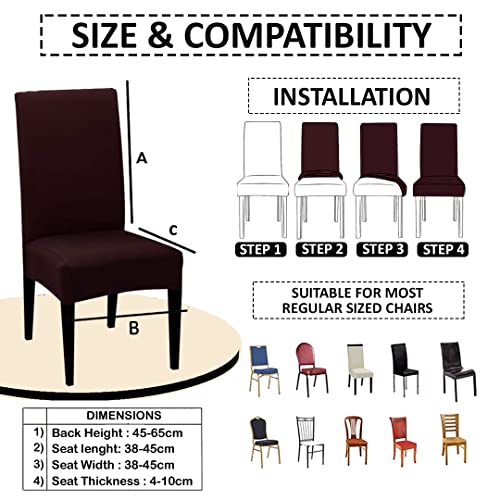 HOTKEI Pack of 6 Wine Dining Table Chair Cover Stretchable Slipcover Seat Protector Removable 1pc Polycotton Dining Chairs Covers for Home Hotel Dining Table Chairs