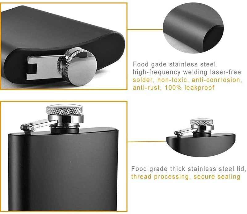 Simxen Stainless Steel Hip Flask with 2 Shot Glasses + Funnel,for Men and Women Perfect for Christmas and Holidays Hip Flask for Liquor or Wine Whiskey Alcohol Drinks Holder Pocket Bottle