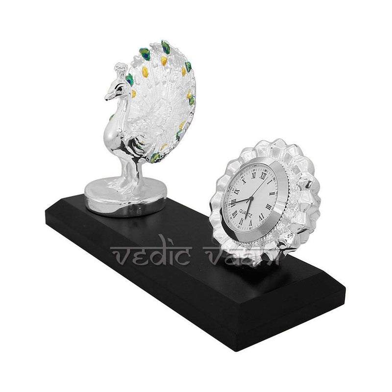 Vedic Vaani Peacock Numeral Noiseless Decorative Designer Desk Clock Watch for Home Decor (1 Pcs)