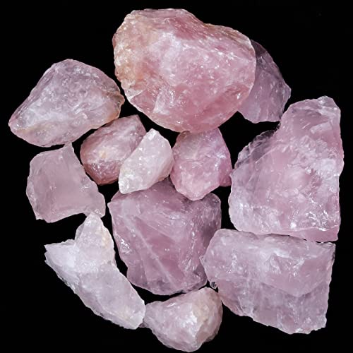 Zaicus Rose Quartz Rough Stone - Raw Stones and Crystals Bulk for Tumbling, Jewelry Making, Cabbing, Lapidary, Fountain Rocks, Decoration, Wire Wrapping, Reiki Crystal (500 Gram)