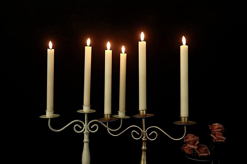 STARFLYER Flameless Taper Candles Battery Operated with Remote and Timer, Set of 6 Real Wax Warm Light 3D Wick Flickering Window Candles Christmas Home Decoration.