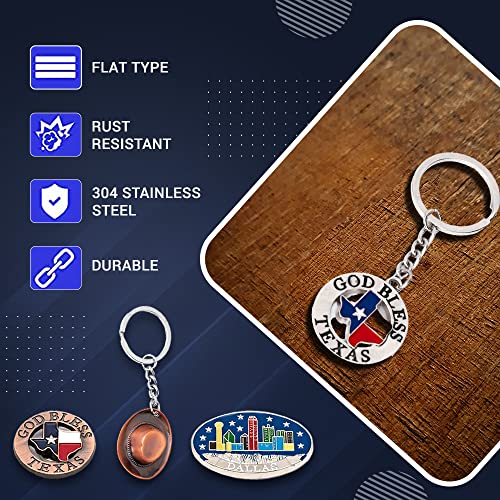 Texas Bundle Souvenir Gift Metalic Magnet Set Fridge Magnet with Texas Souvenir Hat, Boot and God Bless Texas Key Chain (Magnet 12pcs Keychain 3 pcs)