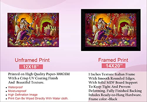 SAF Pack of 1 Radha krishna religious modern art wall painting with framed for living room 11 inch x 14 inch CANFM31301