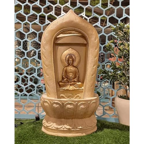 Shawshank Water Fountain Gold Temple Buddha Water Fountain Indoor Fountain for Home Office Living Room Dcor with LED Lights and Water Pump Set