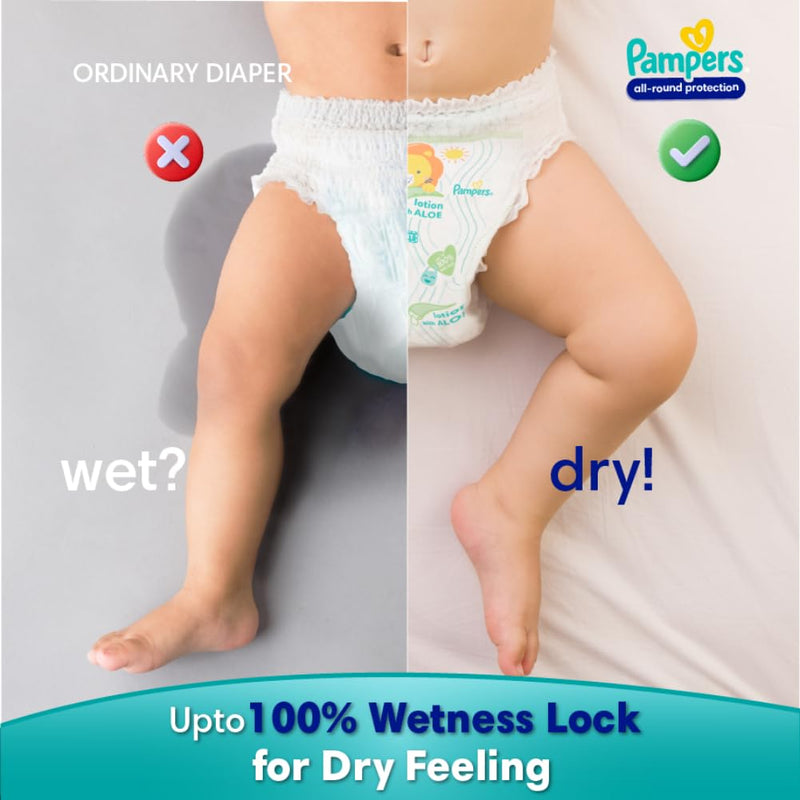 Pampers All Round Protection Pant Style Baby Diapers, New Born/X-Small (NB/XS), 34 Count, Anti Rash Blanket, Lotion with Aloe Vera, Upto 5 Kg Diapers