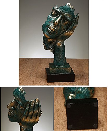 Creative Abstract The Thinker Statue, Hand & Face Statues and Sculptures for Home & Office Desk Decor 12" inches Hight Green (No Hear)