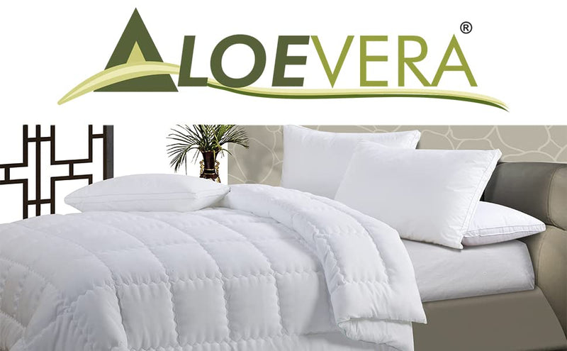 SPREAD SPAIN Microfiber Aloevera Summer Quilt with Aloevera Gel Coated, 220 GSM, Ultra Soft & Super Cosy Comfort for All Seasons, Lightweight & Breathable Quilt, White (Double, 90x108 Inches)