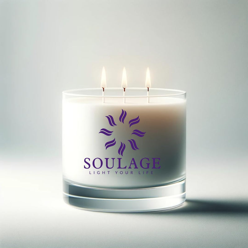 SOULAGE Premium Jasmine Scented Jar Candle| Luxury Aroma| Herbs & Essential Oil| Long Lasting Burning| Natural Soy Wax| 3 Wicks Candle| Healing & Meditation| Non Toxic| Anti Mosquito|