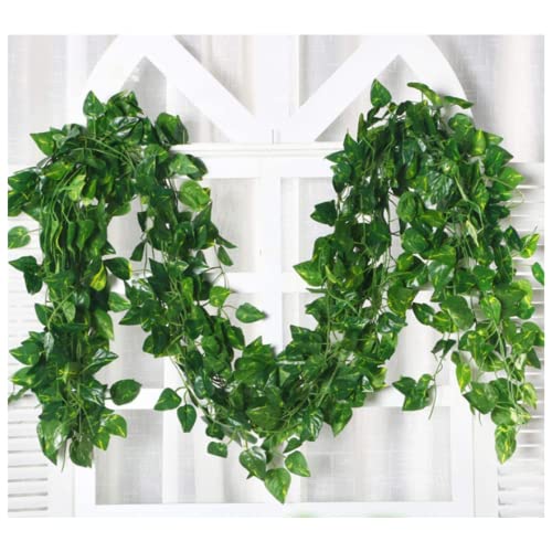 Yumun Artificial Creeper Money Plant Leaf Garland | Wall Hanging | Speacial Ocassion Decoration | Home Decor Party | Office Festival Theme Decorative Length 7 Feet Pack Strings(12)