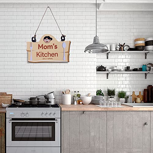 Urbane Home Wooden"Mom's Kitchen"Printed Door & Wall Quotes for Kitchen & Restaurant (Light Brown)