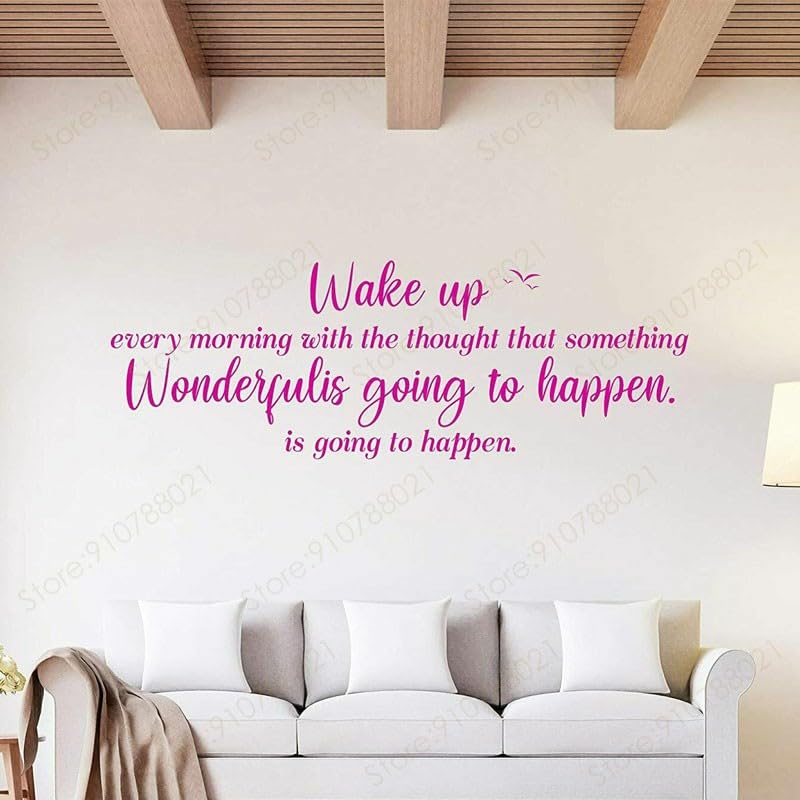 GADGETS WRAP Vinyl Modern Wall Sticker Quotes Wake Up Every Morning Decals Vinyl Pink