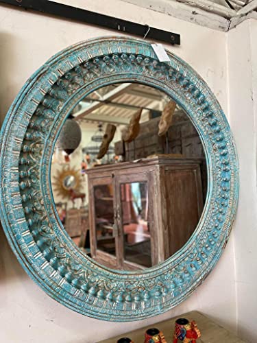 Wooden Mirror Frame Solid Wood Carved Round Mirror Frame