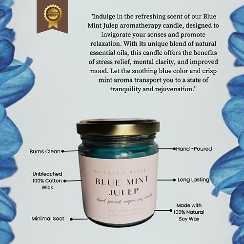 Scarlet Blinks Blue Mint Julep Candle | Soy Wax Candles | Aroma Therapy Candles | Burning Time :-45 HRS Pack of 3