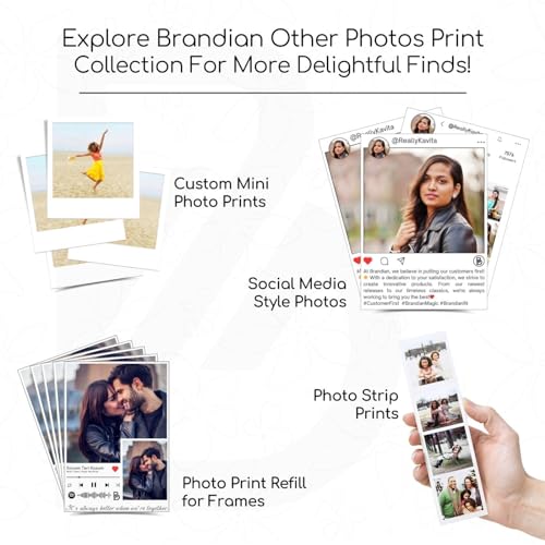 Brandian 20 Customised Coloured Frame Photo Print Mini Photo Prints Create Customized Memories with our Style Prints Add Text & Emoji Gift Multicolour 4 X 3 Inches, (Pack of 20)