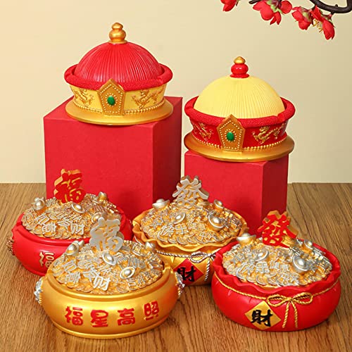 MYADDICTION Chinese Ashtray with Lid Resin Crafts Sculpture for Home Decoration Men Gift Red C