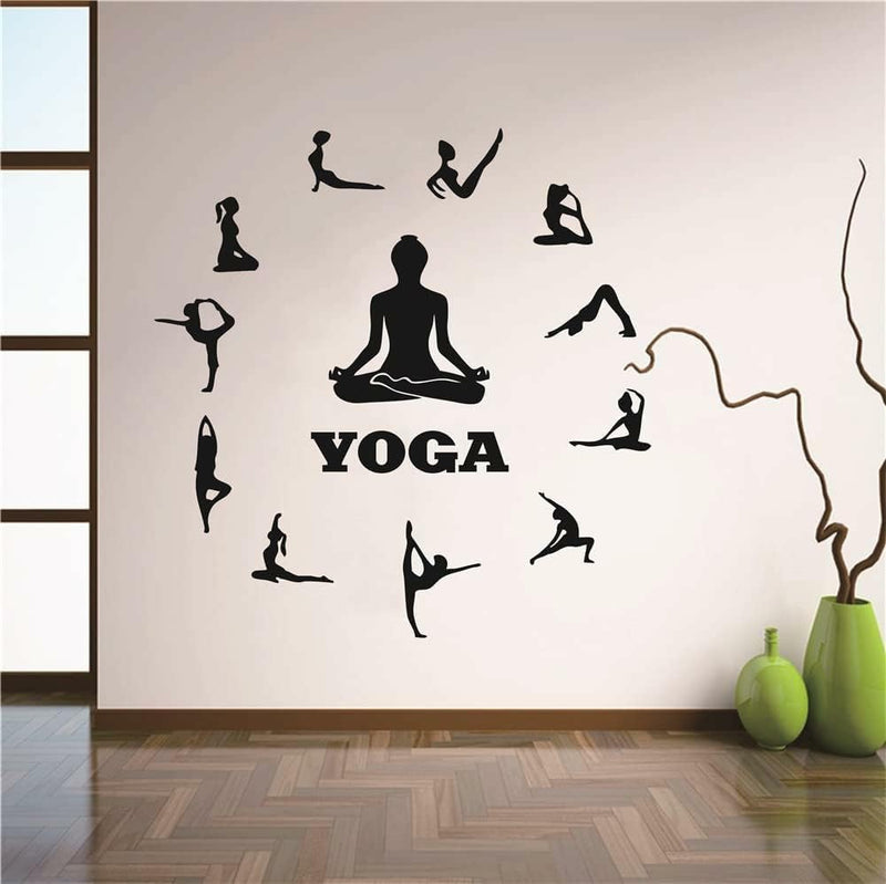 GADGETS WRAP Home Decor Yoga Posture Wall Decal Vinyl Art Yoga Meditation Wall Sticker for Bedroom Removable Living Room Studio