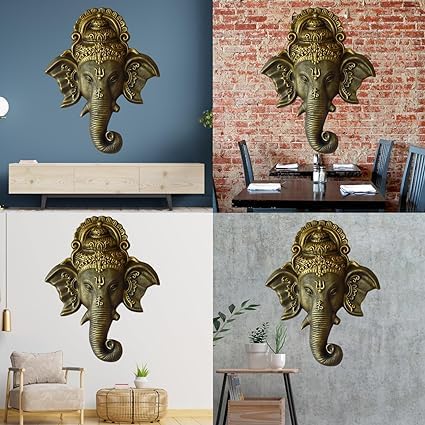 Shawshank 3 Feet Ganesha Face Wall Hanging Mural Showpiece for Home Entrance Decor, Office, Study Room - Idol Statue Shri Ganesha face Wall Mount