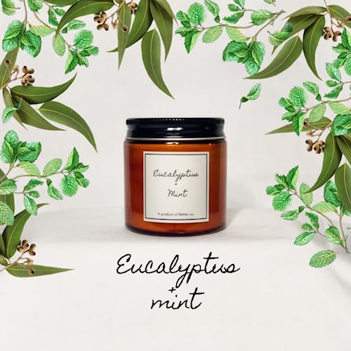 Better co Scented Soy Wax Amber Jar Candle Organic Luxury Aroma Burning Time Upto 20 Hours. Combo Pack of Honeysuckle and Eucalyptus + Mint