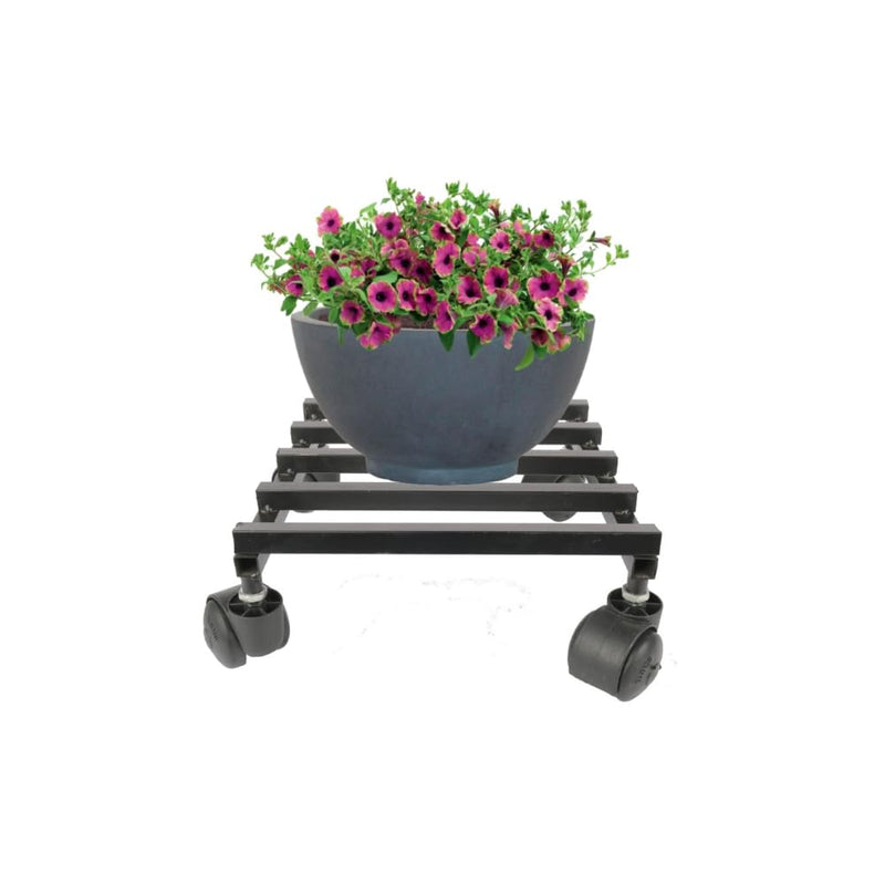 NAYRA Black Metal Wheels Planters Square Shape Stand |Thick and Strong Wheels |Black Stand Stylish Gamla Planters Perfect Stand For Planter indoor and Outdoor (Set of 1)