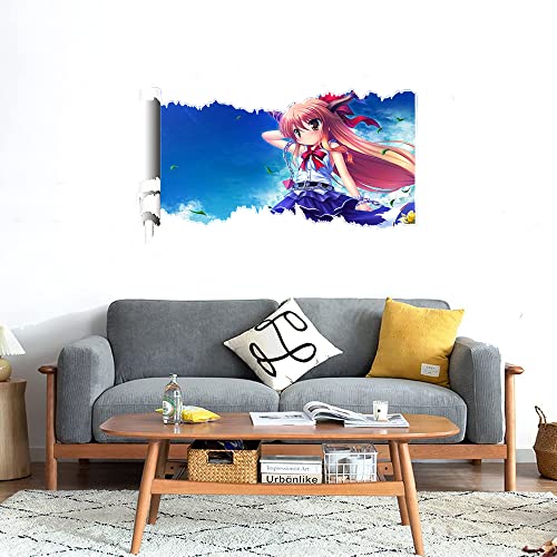 GADGETS WRAP Printed Wall Decal Sticker Scratched Paper Style Wall Decal (90cm x 50cm) - Little Cute Girl Anime