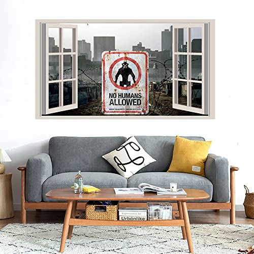 GADGETS WRAP Printed Wall Decal Sticker Fake Window Style Decal (90cm x 50cm) - no Human Allowed