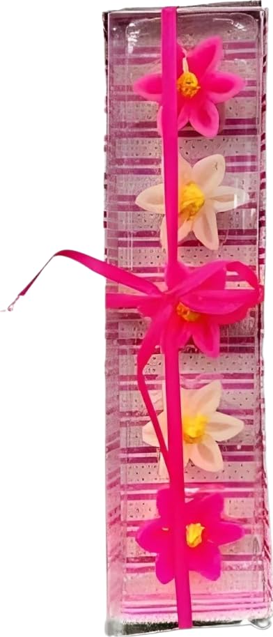 The Decor Affair Long-Lasting Sunflower-Shaped Wax Candles - A Set of 5 Handcrafted Masterpieces Perfect for Diwali and New Year Celebrations (Pink)