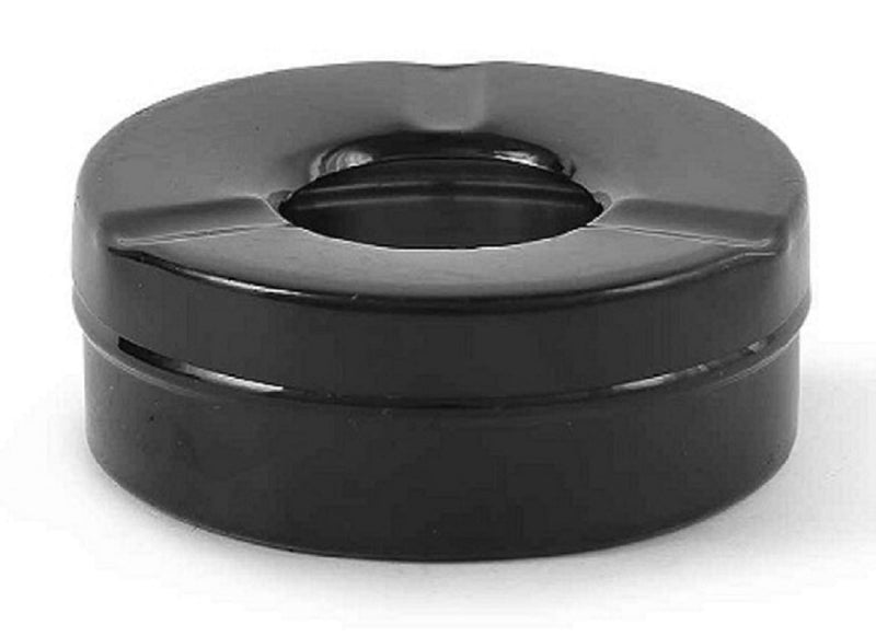 Dynore Stainless steel Black/Silver Round Lid Ash Tray- Set of 6