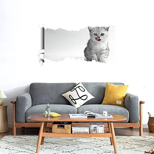 GADGETS WRAP Printed Wall Decal Sticker Scratched Paper Style Wall Decal (90cm x 50cm) - White Cat Tongue