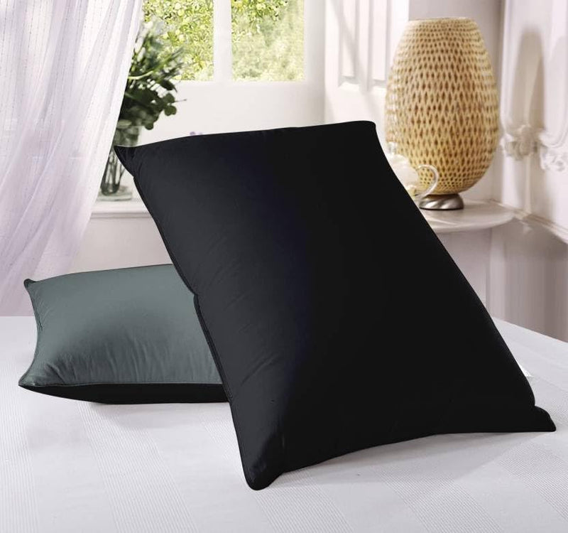 Linenovation Microfiber Pillow Set of 2 for Sleeping 17 Inch X 27 Inch - Grey Black