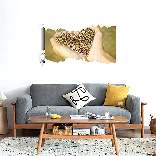 GADGETS WRAP Printed Wall Decal Sticker Scratched Paper Style Wall Decal (90cm x 50cm) - Stones Heart