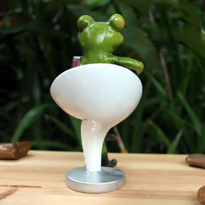 Dorlotou Frog Figurines Statue Cute Funny Seated Frog Sculpture for Home Desk Bathroom Decoration 6088