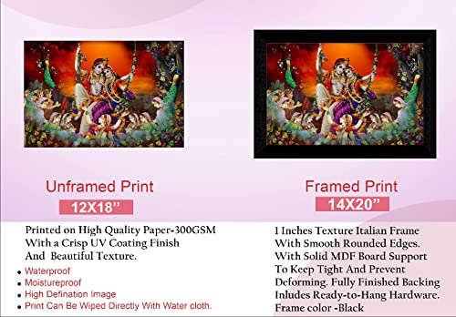 SAF Pack of 1 Radha krishna religious modern art wall painting with framed for living room 11 inch x 14 inch CANFM31335