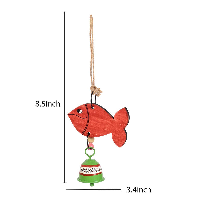 Aakriti Art Creations Handpainted Red Fish Wind Chimes for Home Decorative