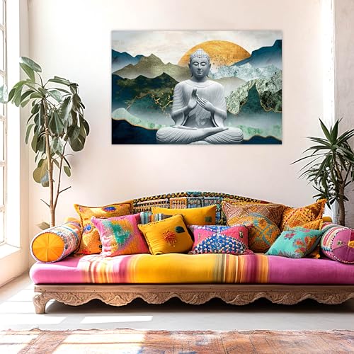 Indianara Rolled Sparkled Gautam Buddha Art Print for Room Décor Digital Reprint 36 inch x 24 inch Painting (10724PST)