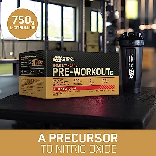 Optimum Nutrition (ON) Gold Standard Pre-Workout- 142.5g/15 single serve packs (Fruit Punch Flavor), For Energy, Focus, Power, Endurance & Performance