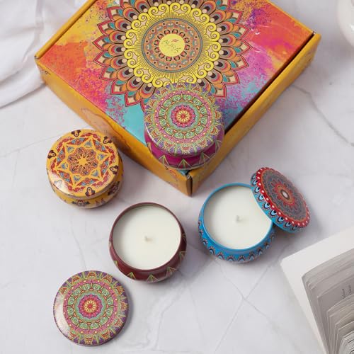 AuraDecor Moroccan Tin Candle Gift Set, 4 Premium Fragrances, Scented Soy Wax Candles (Moroccan Tin Candle, Set of 8)