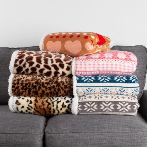 Lavish Home Fleece/Sherpa, Leopard Throw Blanket, 50x60 Inch, Multicolour