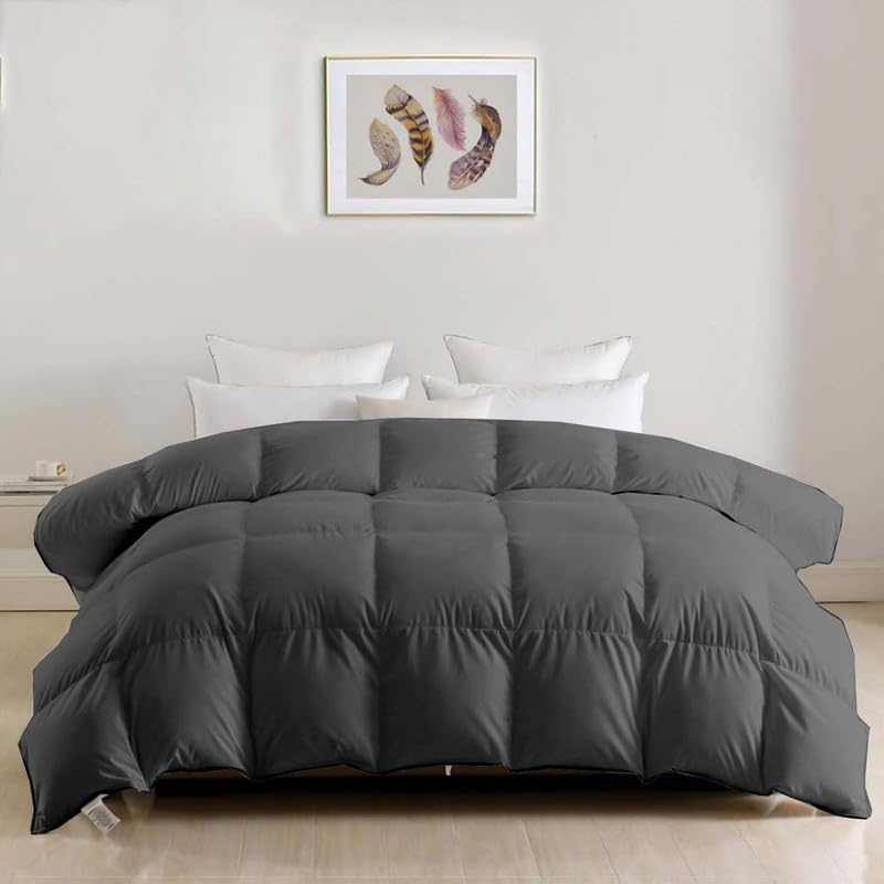 ARLinen AC Comforter Quilt Blanket for All Season Super Soft Fluffy Comforter, 100 GSM (60" X 90" Inches/152Cm X 228Cm) - Single Bed Comforter|Dark Grey