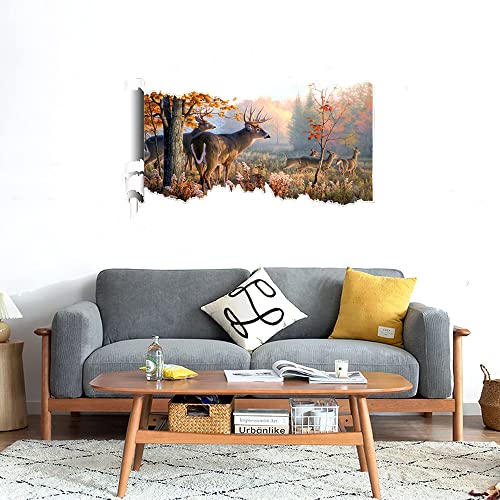 GADGETS WRAP Printed Wall Decal Sticker Scratched Paper Style Wall Decal (90cm x 50cm) - Deer Painting