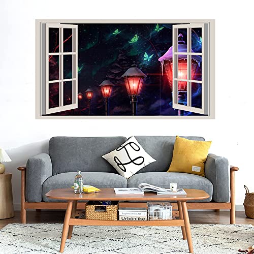 GADGETS WRAP Printed Wall Decal Sticker Fake Window Style Decal (90cm x 50cm) - Street Lamps