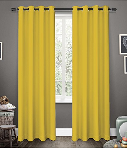 Kurtains2fly Glorious Yellow 2 Panel Light Blocking Blackout Curtains | Door- 4.5 x 7 FT