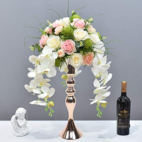 10pcs 19.5" Candle Holder Vase Centerpiece Iron Plating Tall Gold Vase Special Top Design Decor for Weddings, Dinners, Birthdays, Celebrations, Some Large Occasions