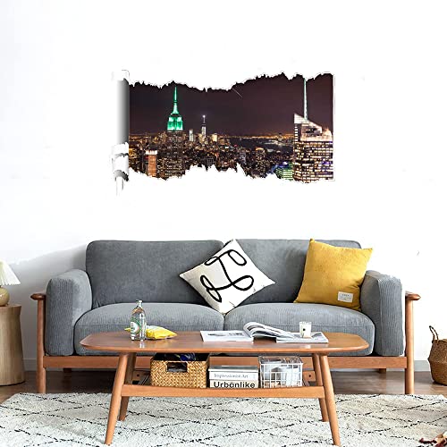 GADGETS WRAP Printed Wall Decal Sticker Scratched Paper Style Wall Decal (90cm x 50cm) - New York City Night Sky Shooting Star