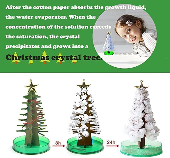 MOBCLIXS Magic Growing Christmas Tree, Magical Crystal Christmas Tree,Magic Growing Crystal Christmas Tree Kit Novelty for Kids DIY Ornaments/Wall Hanging Giftsand Party Toys Green