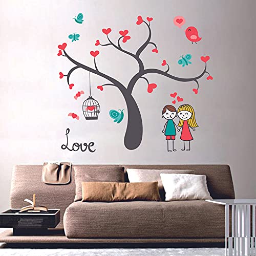 Sticker Cart™ Animated Couple Tree Wall Sticker for Living Room, Bed Room, Kide Room