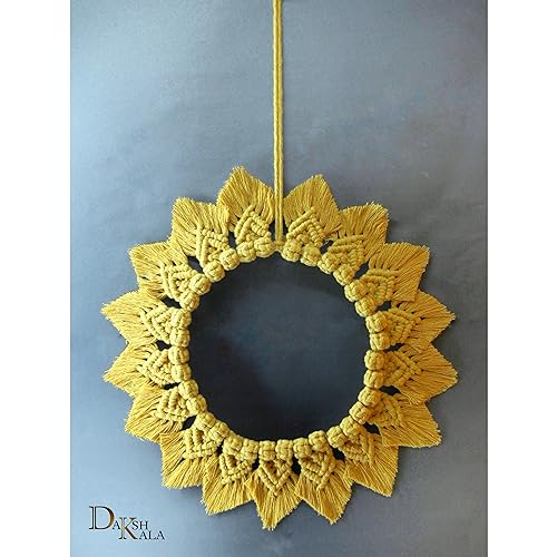 DAKSHKALA Handmade Macrame Hanging Mirror/for Living Rooms/DRAWRING Rooms/BATHROOMS/Kitchen/Boho Art/Designer Mirrors